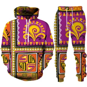 Survêtement Africain Orange Violet pour homme