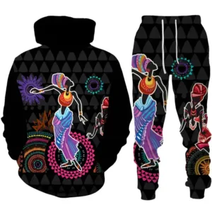 Survêtement Africain Noir avec motif traditionnel