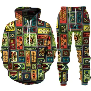 Survêtement africain vert avec motifs traditionnels