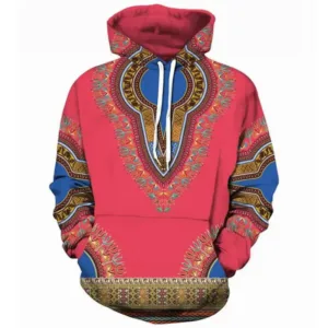 Sweat à capuche africain rouge pour homme