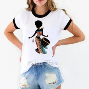 T-Shirt Femme Black Queen au design africain