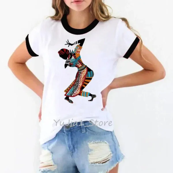 T-Shirt Africain Black Queen, motif unique et élégant