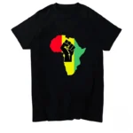 T-Shirt Carte Afrique en coton, design poing levé