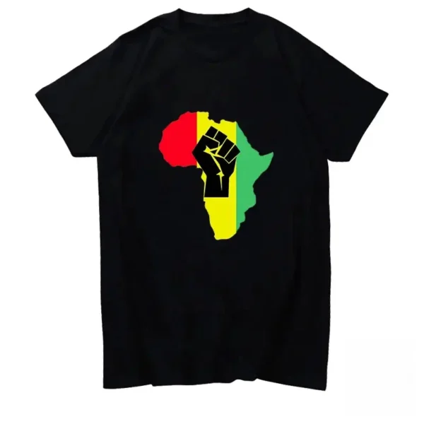 T-Shirt Carte Afrique en coton, design poing levé