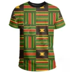 T-shirt Africain Kenté à col rond en tissu coloré