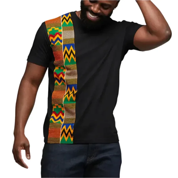 t-shirt-africain-manches-courtes-1 T-Shirt Africain Manches Courtes, style décontracté