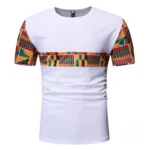 T-shirt Africain motif Kenté centré, design traditionnel coloré