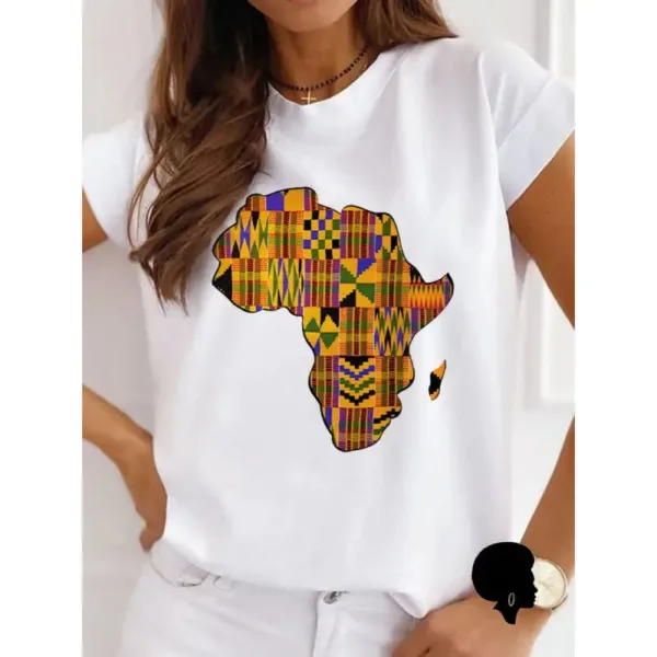 T-shirt coloré, motif carte Afrique