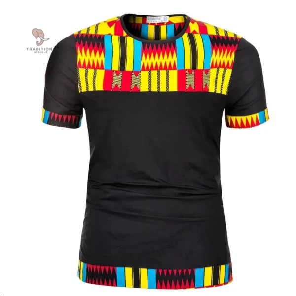 T Shirt Col Ouvert Africain Homme