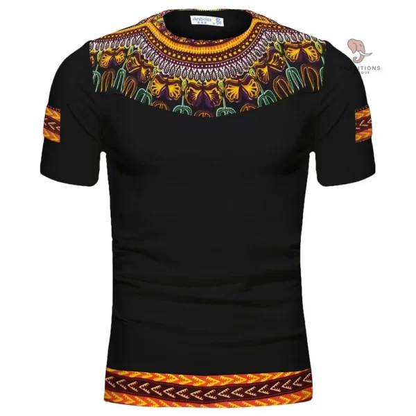 T Shirt coloré avec motifs africains pour homme