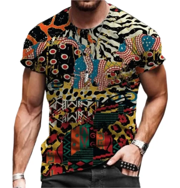 T Shirt avec Motif Afro pour Hommes Trendy