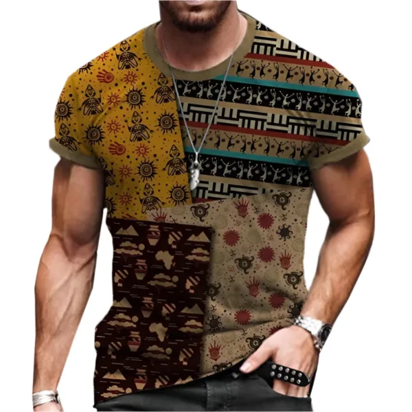 T Shirt Homme avec Design Traditionnel Africain