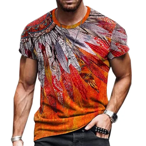 T Shirt Mode avec Imprimé Culturel Africain