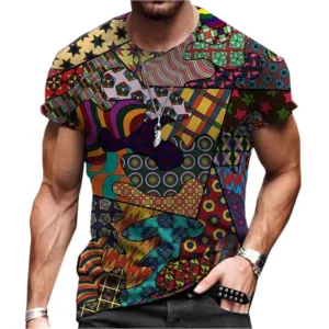 T Shirt Masculin aux Motifs Ethniques Africains