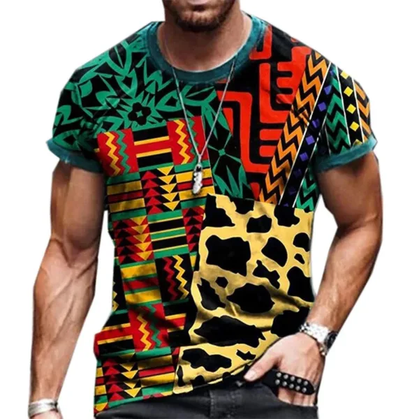 T Shirt avec Motif de Textile Africain