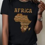 T-Shirt Femme Noir Continent Africain