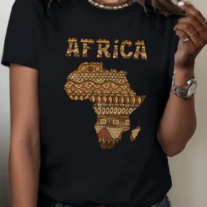 T-Shirt Femme Noir Continent Africain