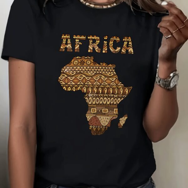 t-shirt-femme-continent-africain-noir-1 T-Shirt Femme Noir Continent Africain