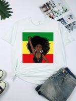 T-shirt africain femme en couleur noire