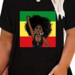 T-shirt noir femme avec design ethnique