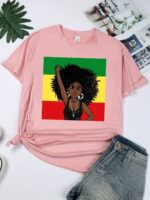 T-shirt noir pour femmes inspiré de l'Afrique