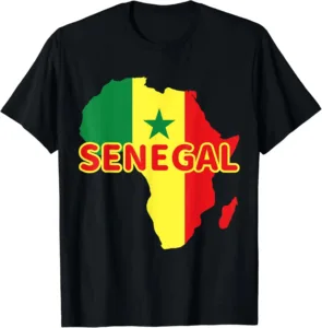 T-Shirt Sénégal avec carte de l'Afrique en design