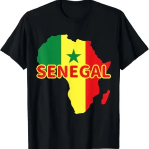 T-Shirt Sénégal avec carte de l'Afrique en design