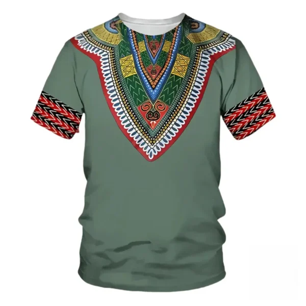 T-shirt Africain en coton avec motifs traditionnels - vue 2