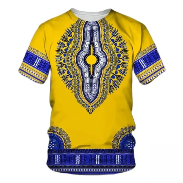T-shirt Africain à col rond et coupe décontractée