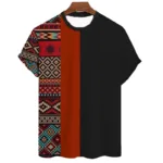 T-shirt africain à motifs géométriques pour homme