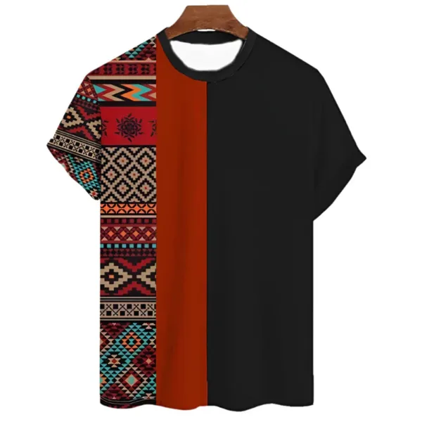 T-shirt africain à motifs géométriques pour homme