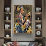 Tableau abstrait africain coloré