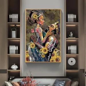Tableau abstrait africain coloré