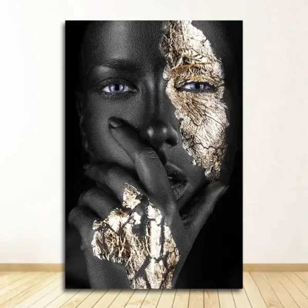 Tableau abstrait captivant aux influences ethniques