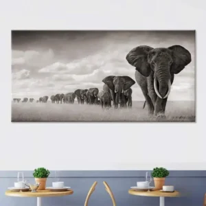 Tableau contemporain d'un éléphant dans un style africain
