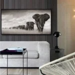 Œuvre d'art africain mettant en avant un éléphant puissant