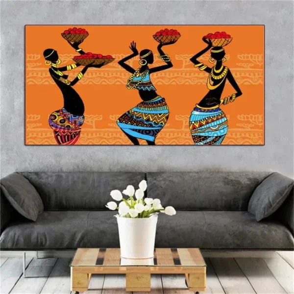 Élégant tableau africain à grande taille