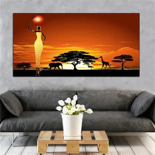 Peinture africaine grand format pour ambiance chaleureuse