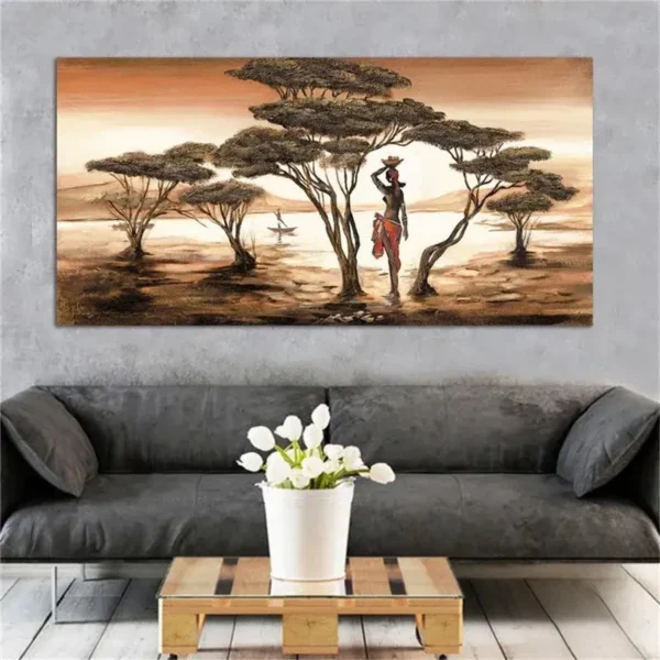 Tableau africain grand, style traditionnel