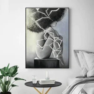 Tableau Africain Noir et Blanc moderne