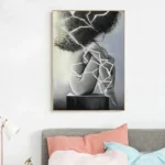 Art mural africain en noir et blanc