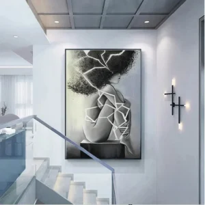 Tableau minimaliste noir et blanc africain