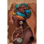 Tableau africain visage coloré et artistique