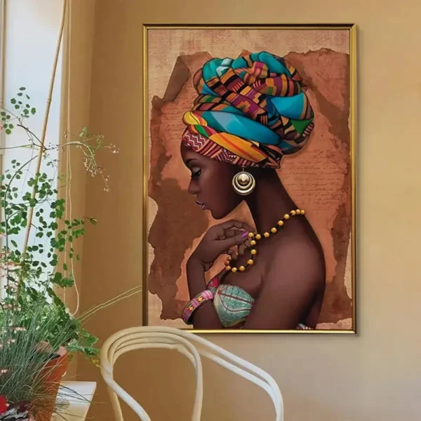 Art mural africain mettant en avant un visage expressif