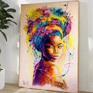 Tableau Afro, œuvre d'art africain colorée et vibrante