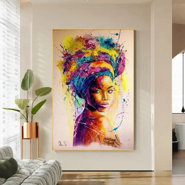 Peinture Afro use des couleurs chaudes et des formes abstraites
