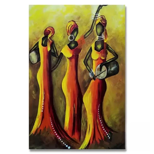 Tableau africain dynamique avec des couleurs éclatantes