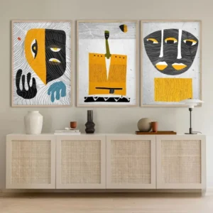 Tableau abstrait inspiré de l'art africain moderne
