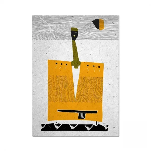 Tableau africain contemporain avec motifs abstraits