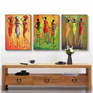 Tableau africain vibrant pour décoration intérieure
